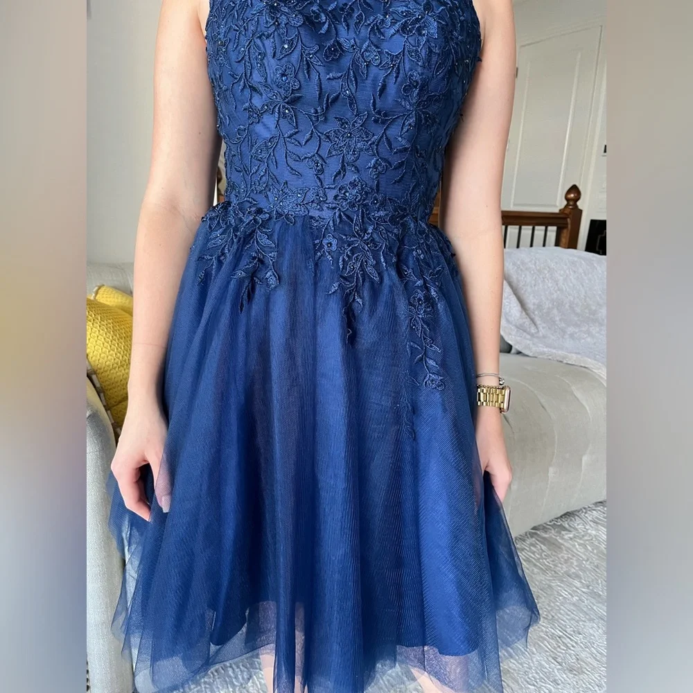 Navy blue short dress, perfect for graduation, a wedding guest, birthday, prom… - Picture 10 of 12